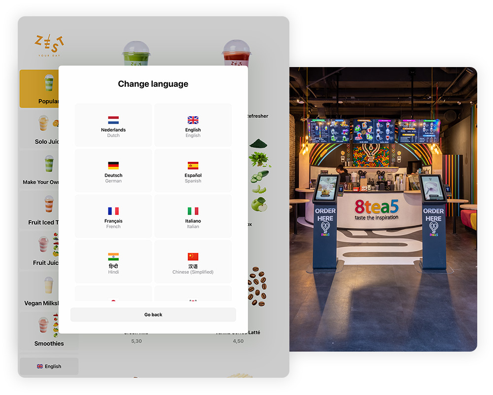 Onesix Kiosk ondersteunt meerdere talen
